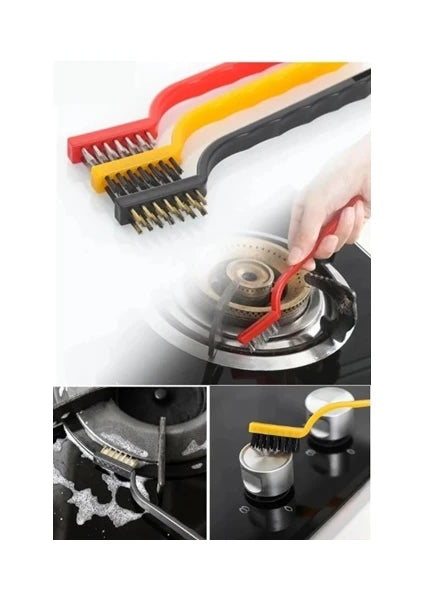 Tel Fırça Yağ Kir Pas Sökücü Temizlik Fırçası Seti 3'lü