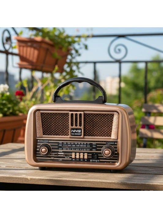 Dexxony Kahverengi Bluetoothlu Büyük Boy Nostaljik Radyo - Elektrikli, Şarjlı ve Pilli