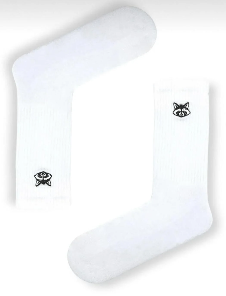 %100 Pamuklu Beyaz Hayvan Desenli Nakışlı Havlu Çorap