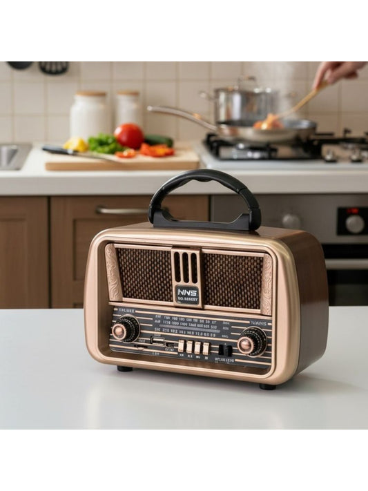 Dexxony Kahverengi Bluetoothlu Büyük Boy Nostaljik Radyo - Elektrikli, Şarjlı ve Pilli